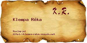 Klempa Réka névjegykártya